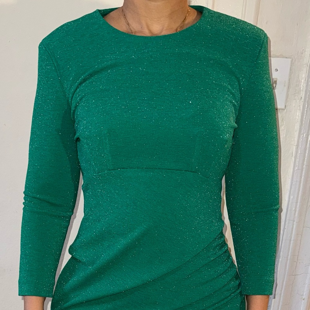 Calvin Klein Sparkling Green Long Sleeve Dress